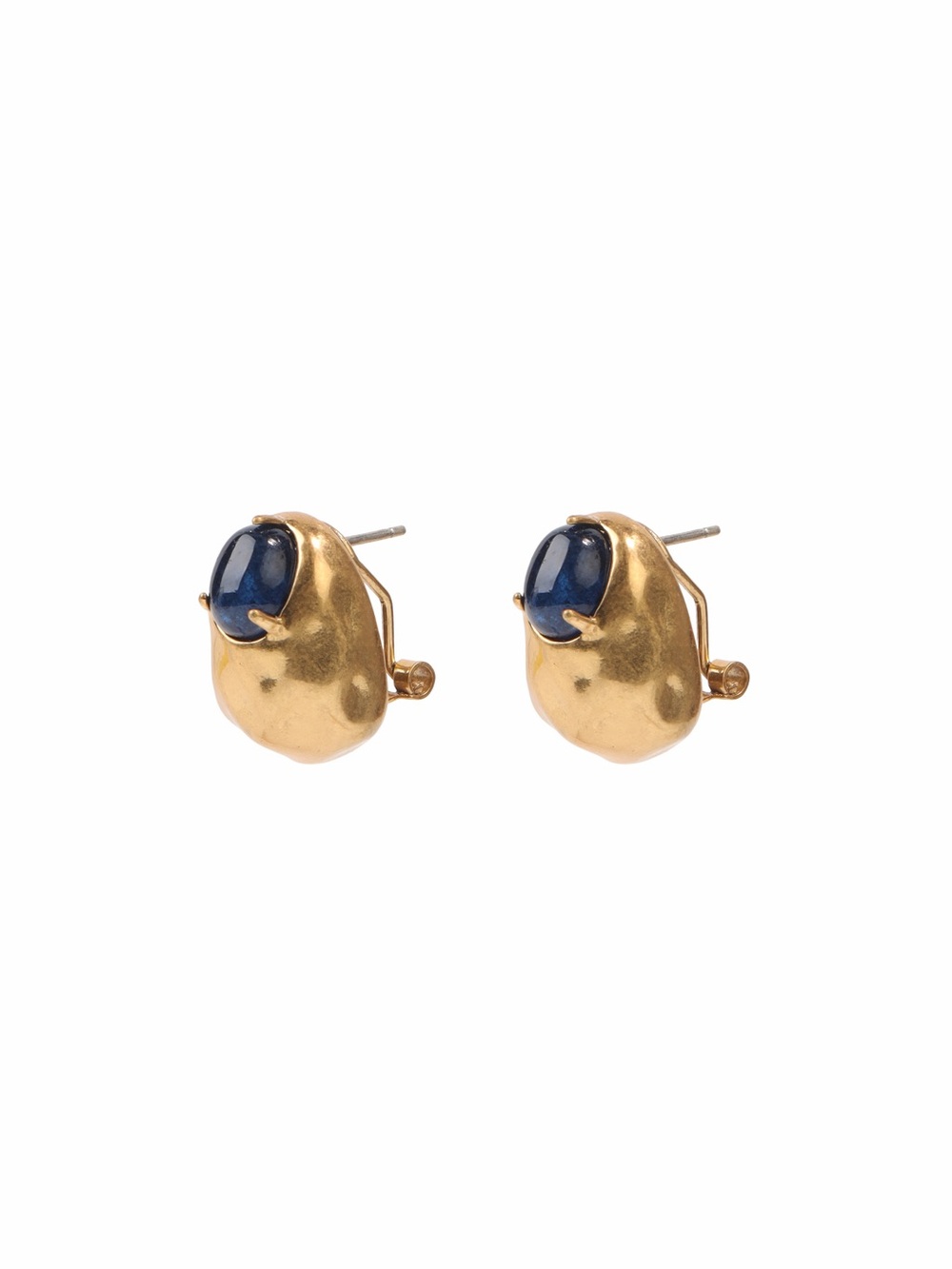 Gold Tone Blue Stone Stud Earrings - Women Jewelry925s silver posts